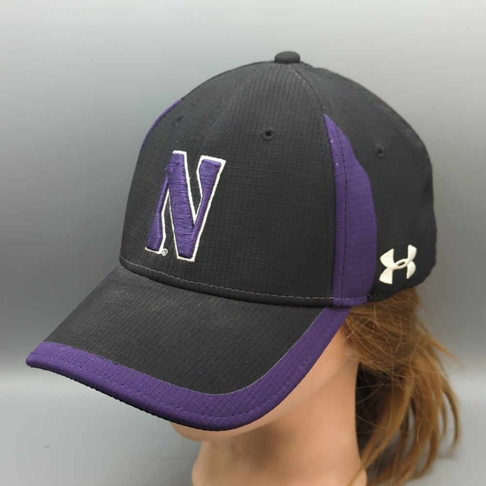 Northwestern Wildcats Hat Cap Under Armour Black/Purple Mens OSFA Strapback